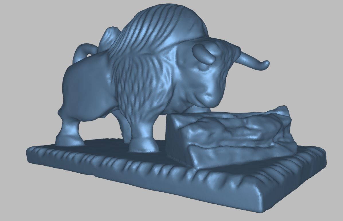 Wooden hand carved bull 3d print ready 3D model_9