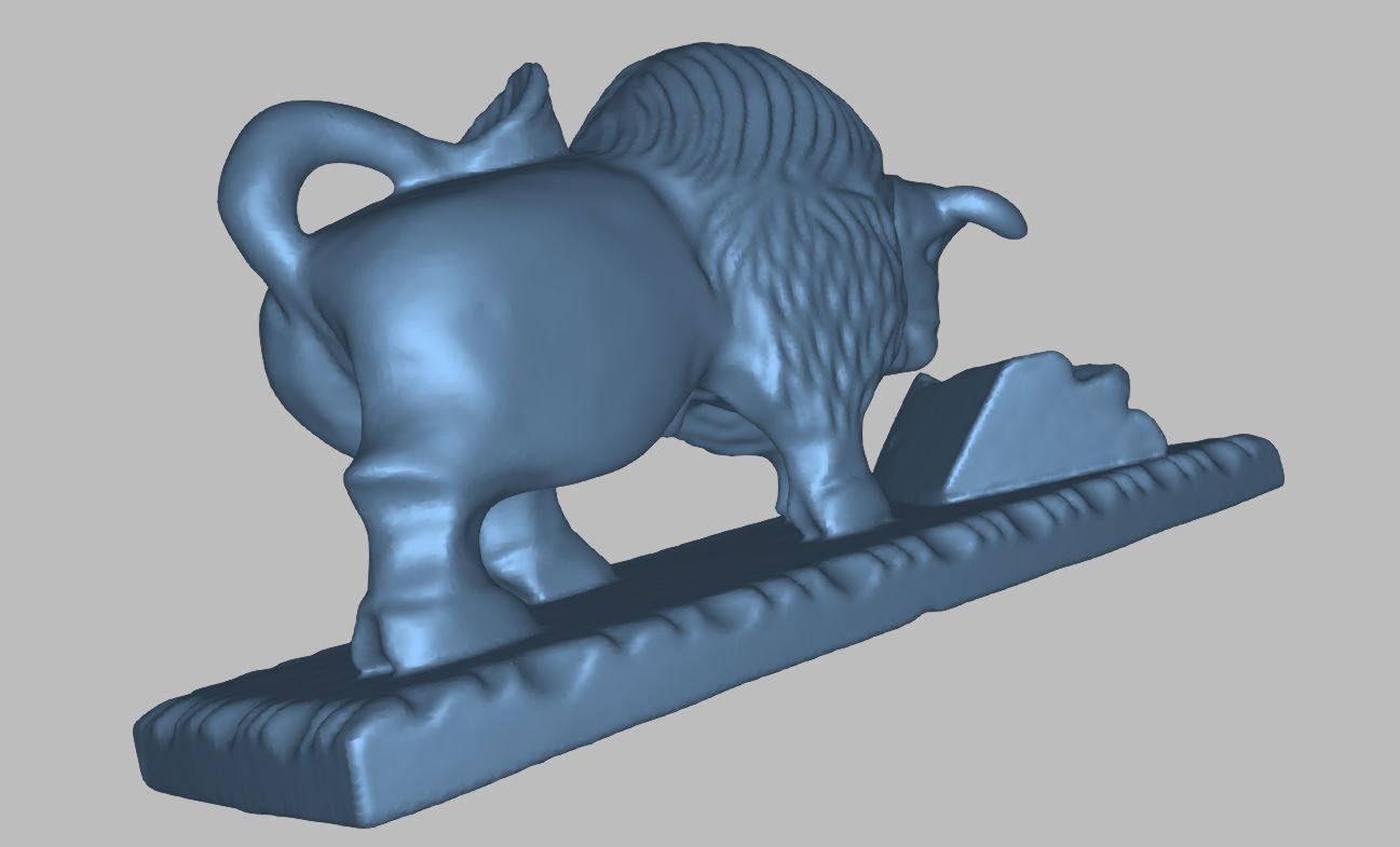 Wooden hand carved bull 3d print ready 3D model_8