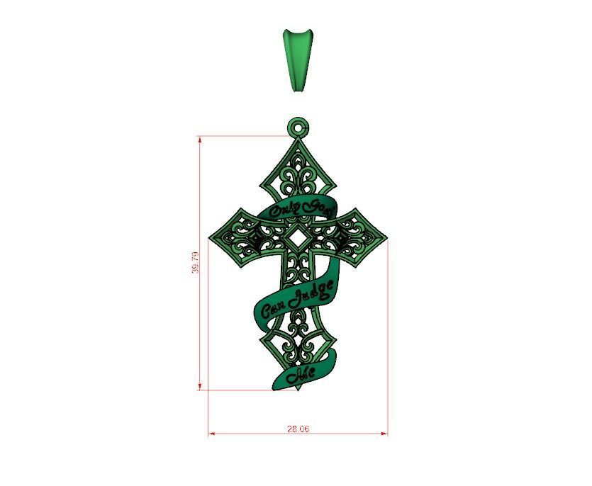 Cross pendant  tape inscription openwork 3D print model_9