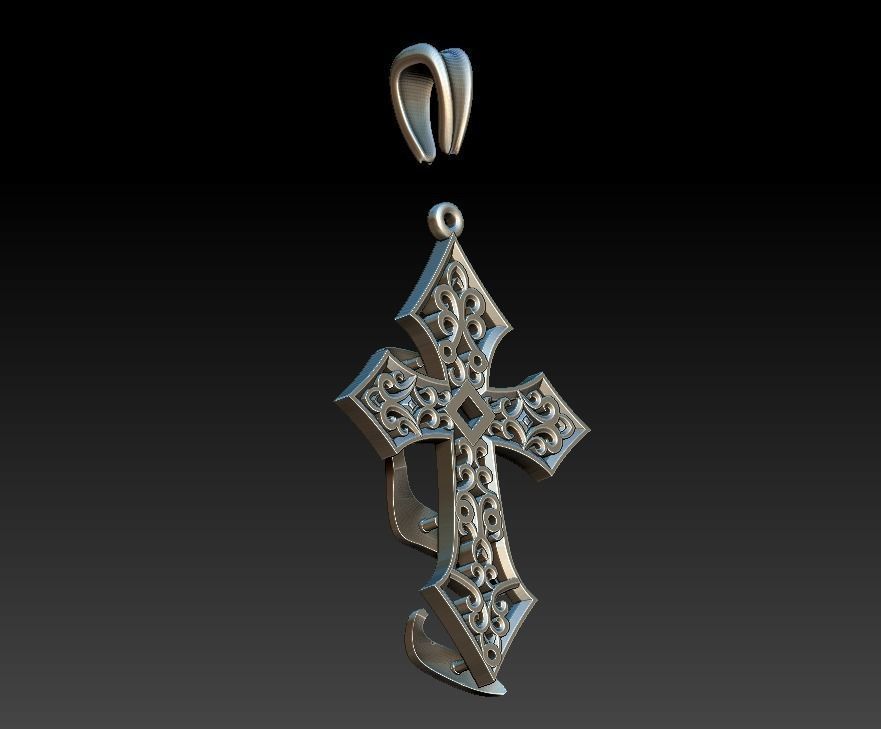 Cross pendant  tape inscription openwork 3D print model_6