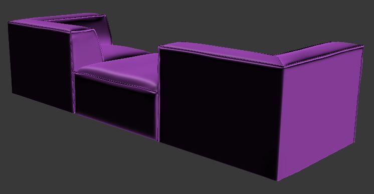 Sofa 3 seater Corner and center Low-poly 3D model_10