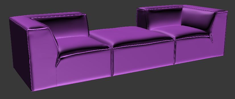 Sofa 3 seater Corner and center Low-poly 3D model_7