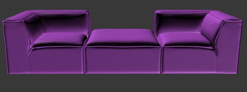 Sofa 3 seater Corner and center Low-poly 3D model_6