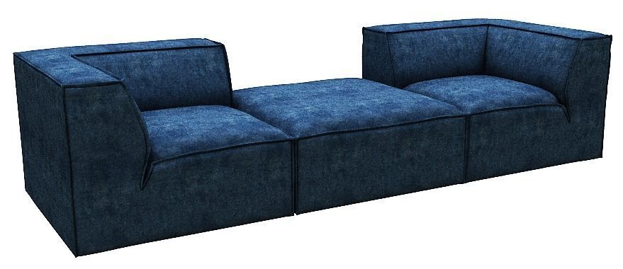 Sofa 3 seater Corner and center Low-poly 3D model_1