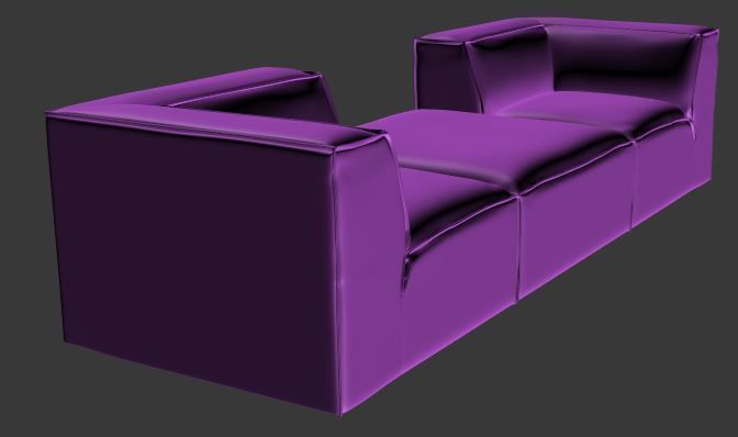 Sofa 3 seater Corner and center Low-poly 3D model_8