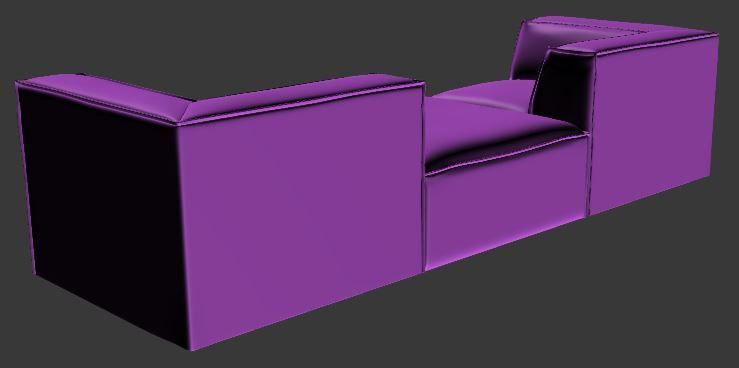 Sofa 3 seater Corner and center Low-poly 3D model_12