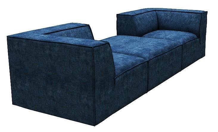 Sofa 3 seater Corner and center Low-poly 3D model_2