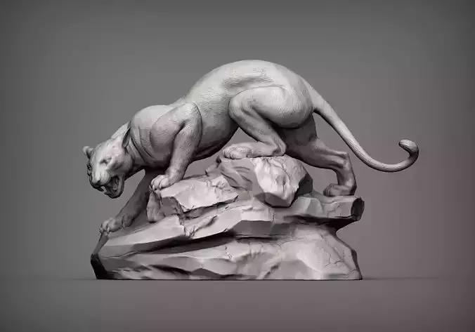 panther on stone 3D print model 3D print model