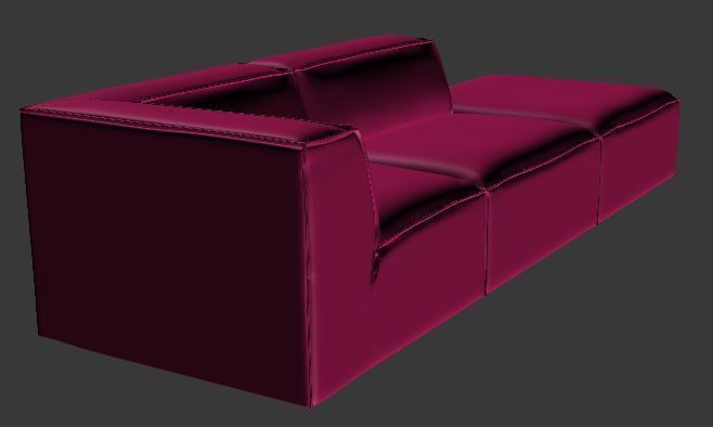 Sofa 3 seater center and corner Low-poly 3D model_8