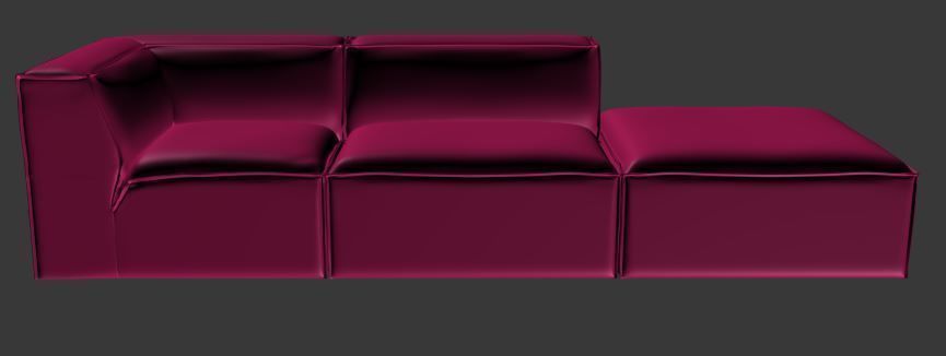 Sofa 3 seater center and corner Low-poly 3D model_6