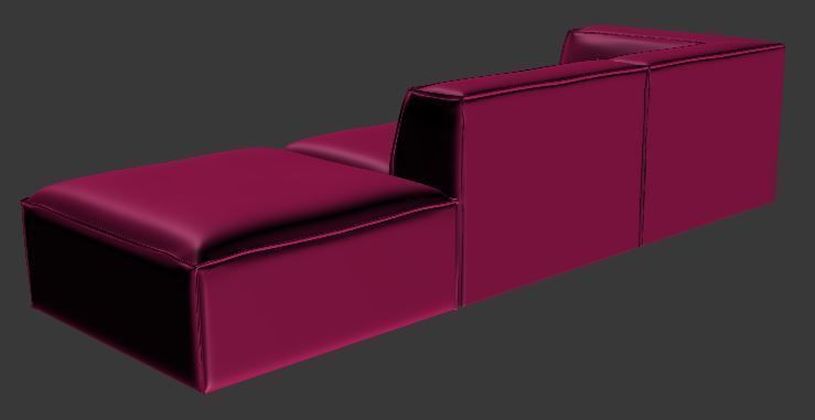 Sofa 3 seater center and corner Low-poly 3D model_12