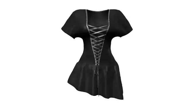 Asymmetric Tunic Dress with Front Lace