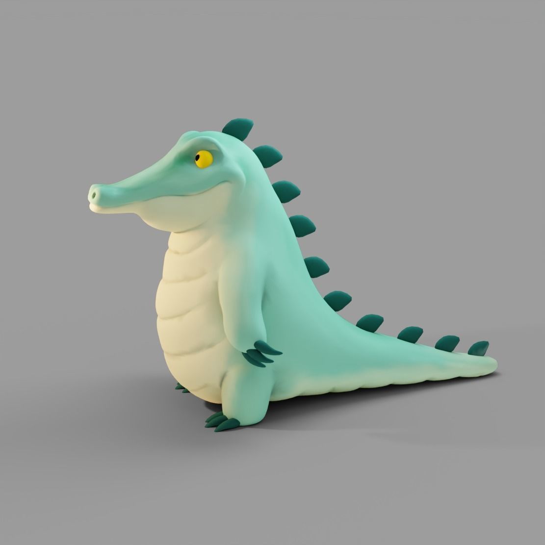 Cartoon Crocodile Low-poly 3D model_1