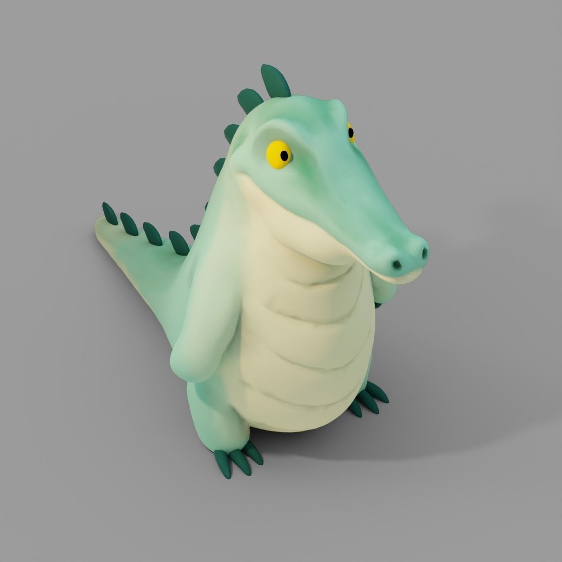 Cartoon Crocodile Low-poly 3D model_4
