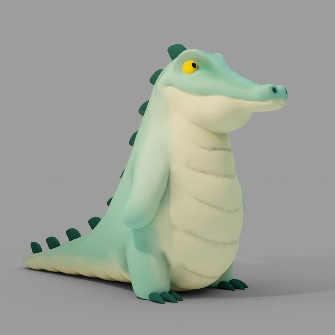 Cartoon Crocodile Low-poly 3D model_5