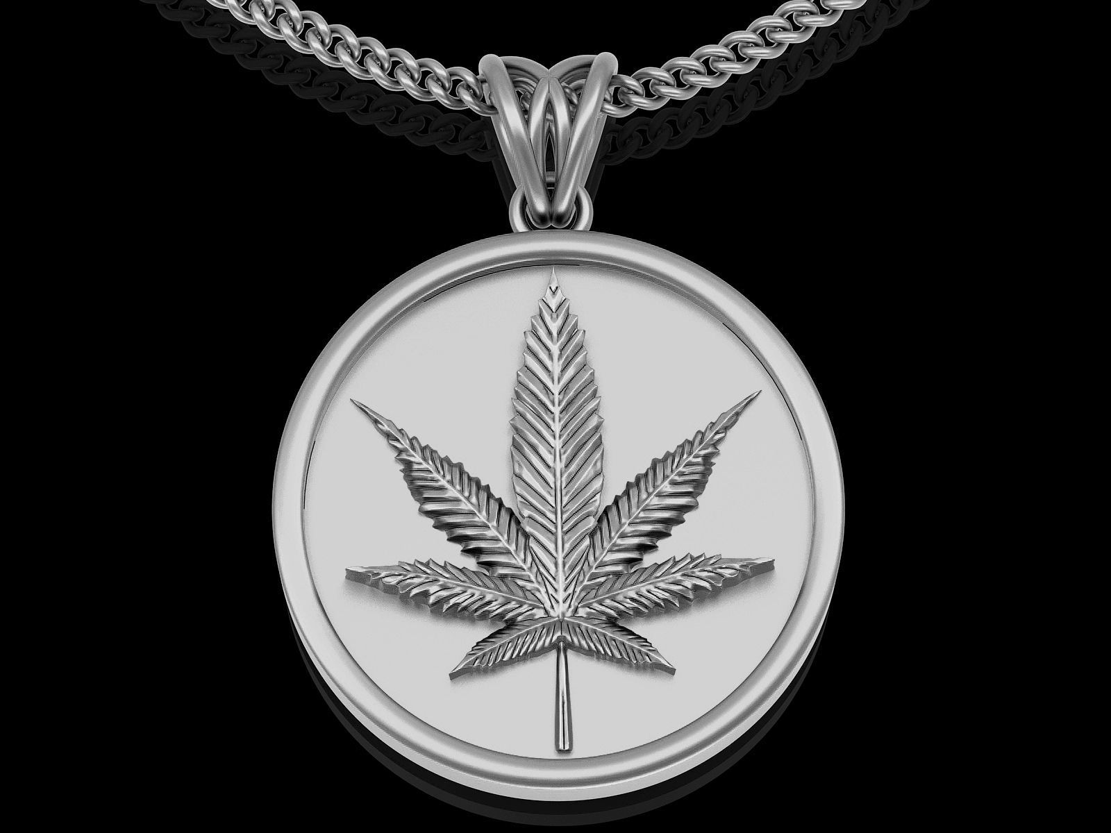 Marijuana pendant gold silver printable jewelry 3D model 3D print model_2