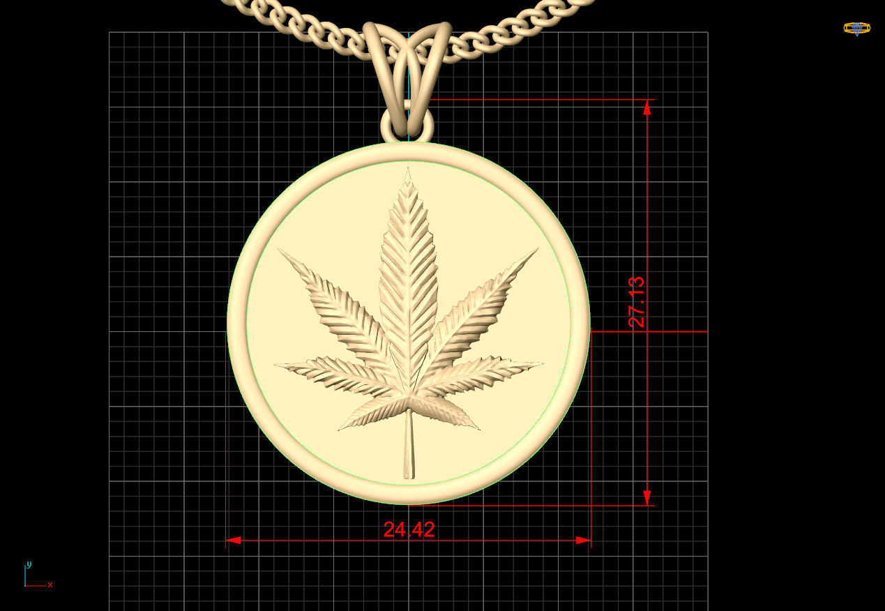 Marijuana pendant gold silver printable jewelry 3D model 3D print model_5