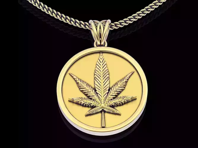 Marijuana pendant gold silver printable jewelry 3D model 3D print model