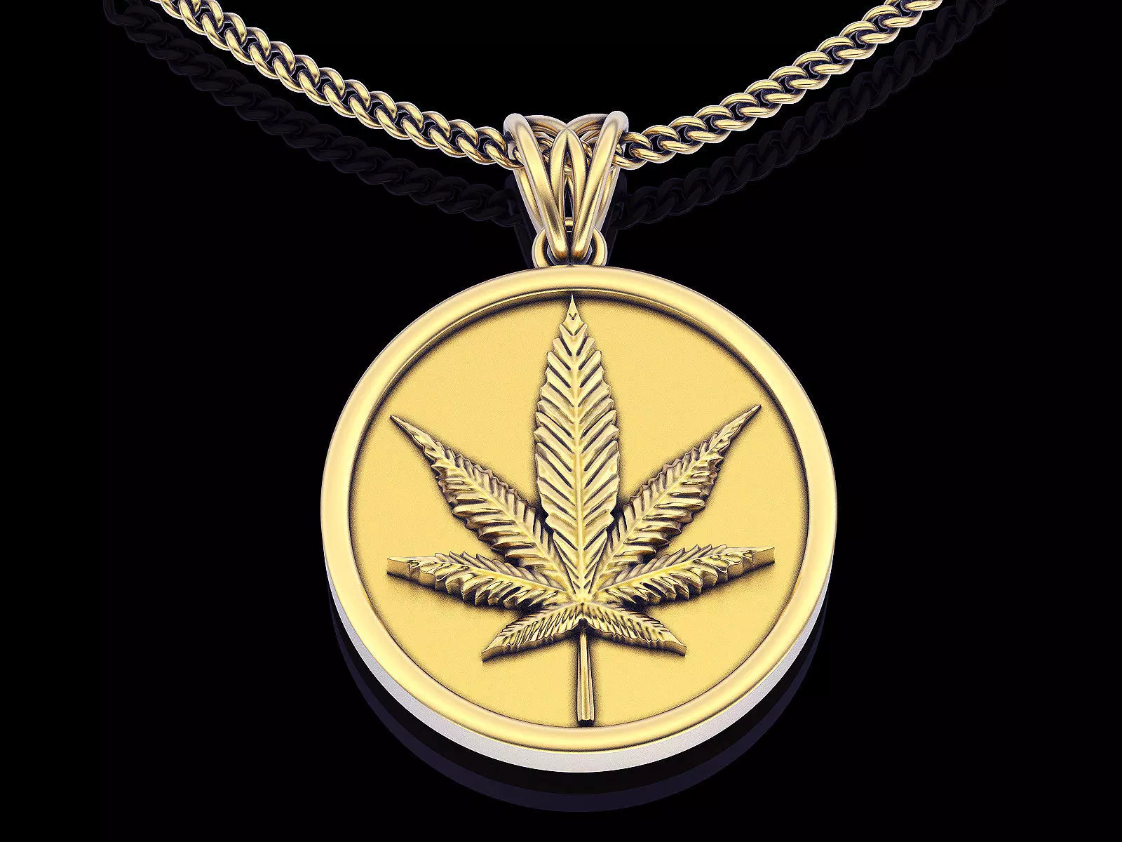 Marijuana pendant gold silver printable jewelry 3D model 3D print model_0
