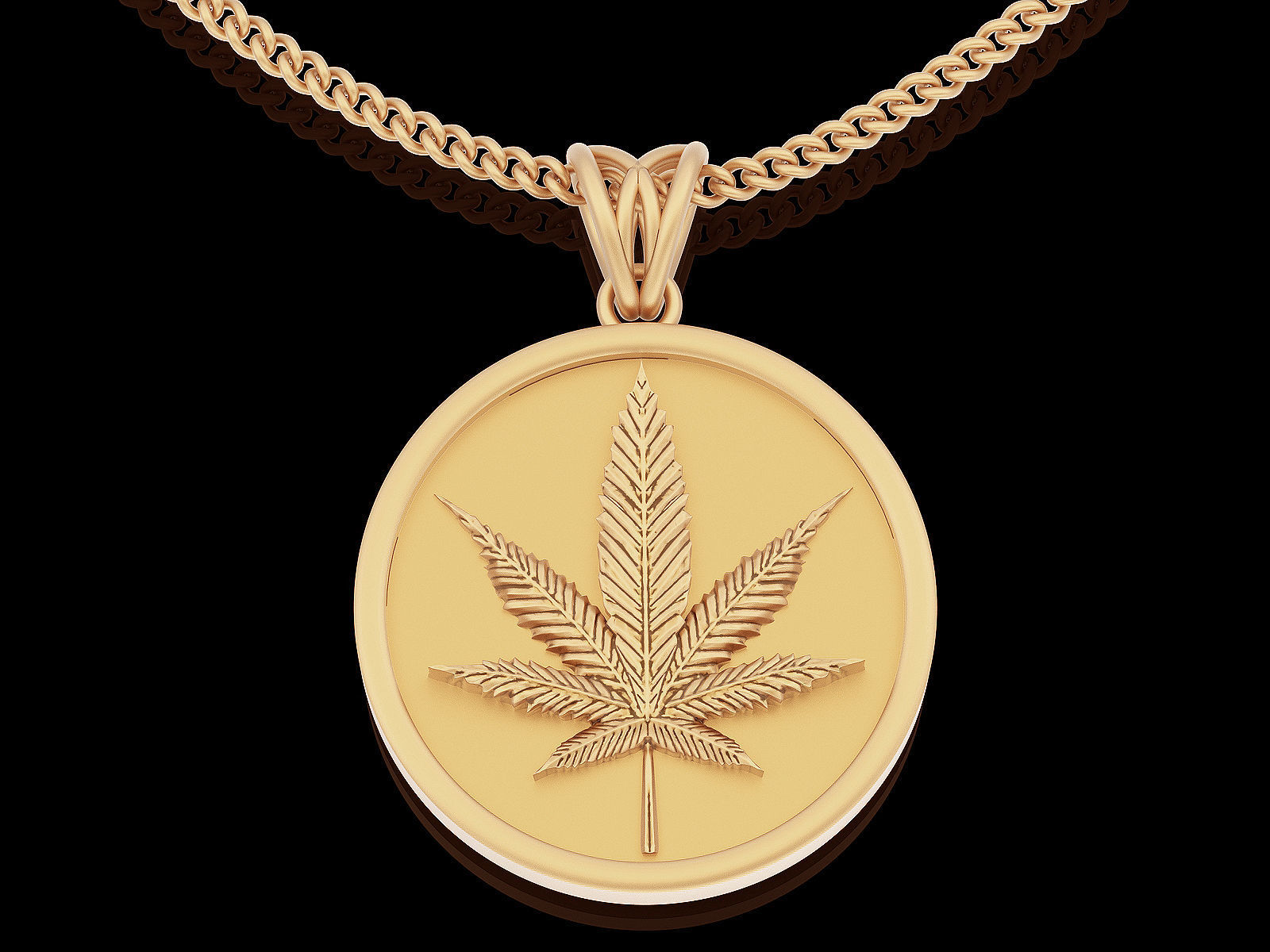 Marijuana pendant gold silver printable jewelry 3D model 3D print model_4