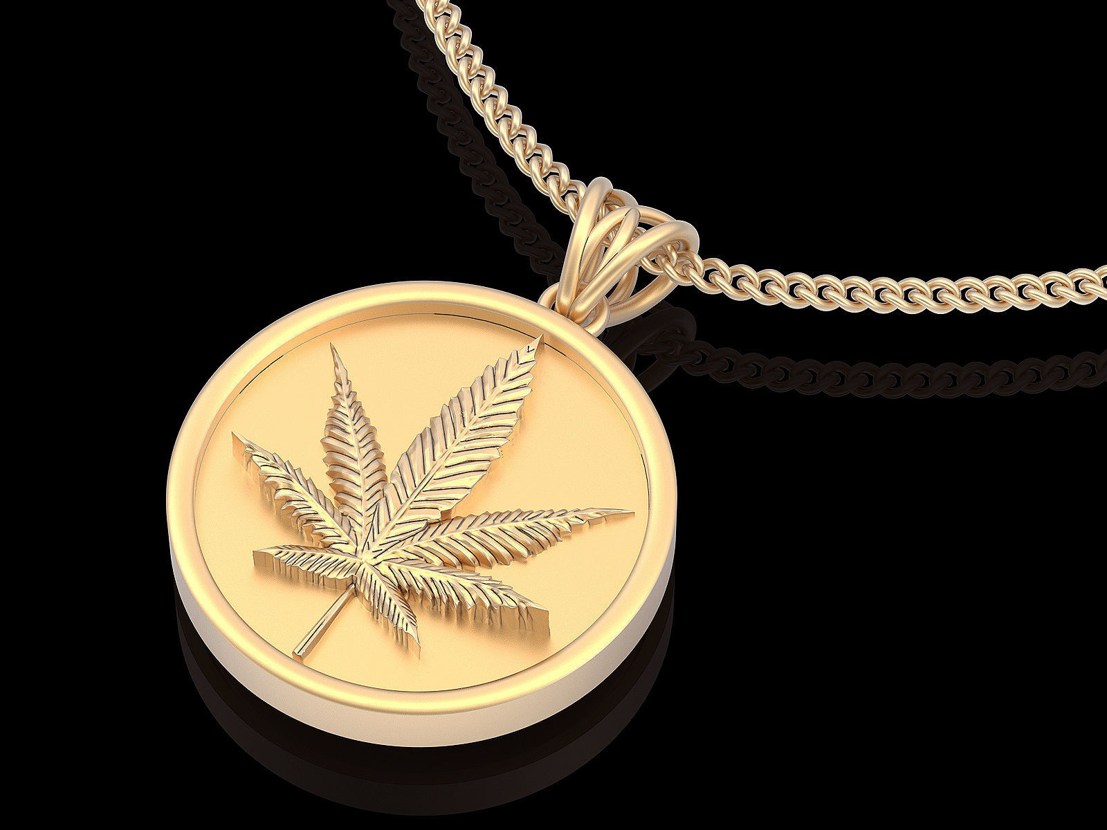 Marijuana pendant gold silver printable jewelry 3D model 3D print model_3
