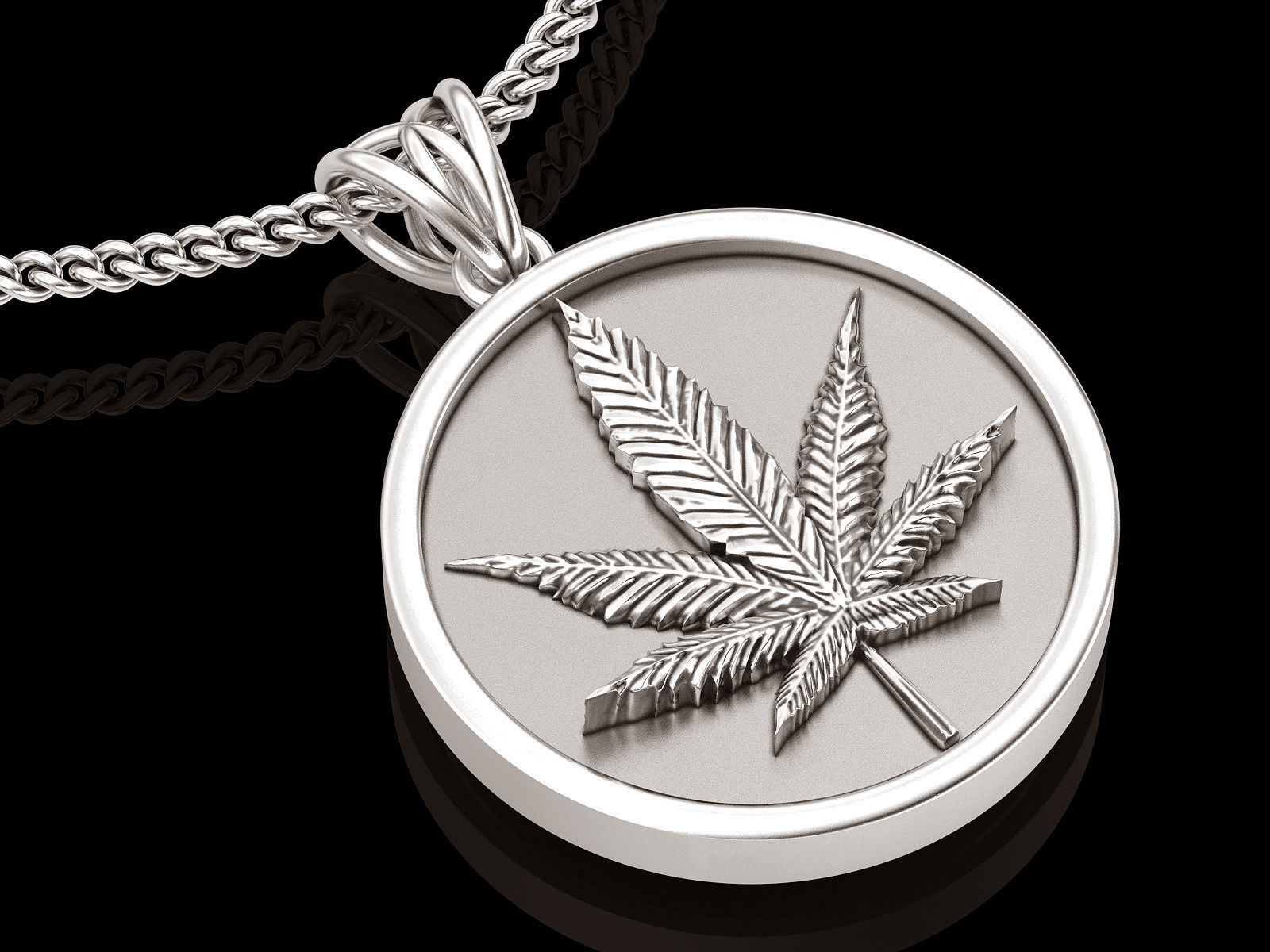 Marijuana pendant gold silver printable jewelry 3D model 3D print model_1