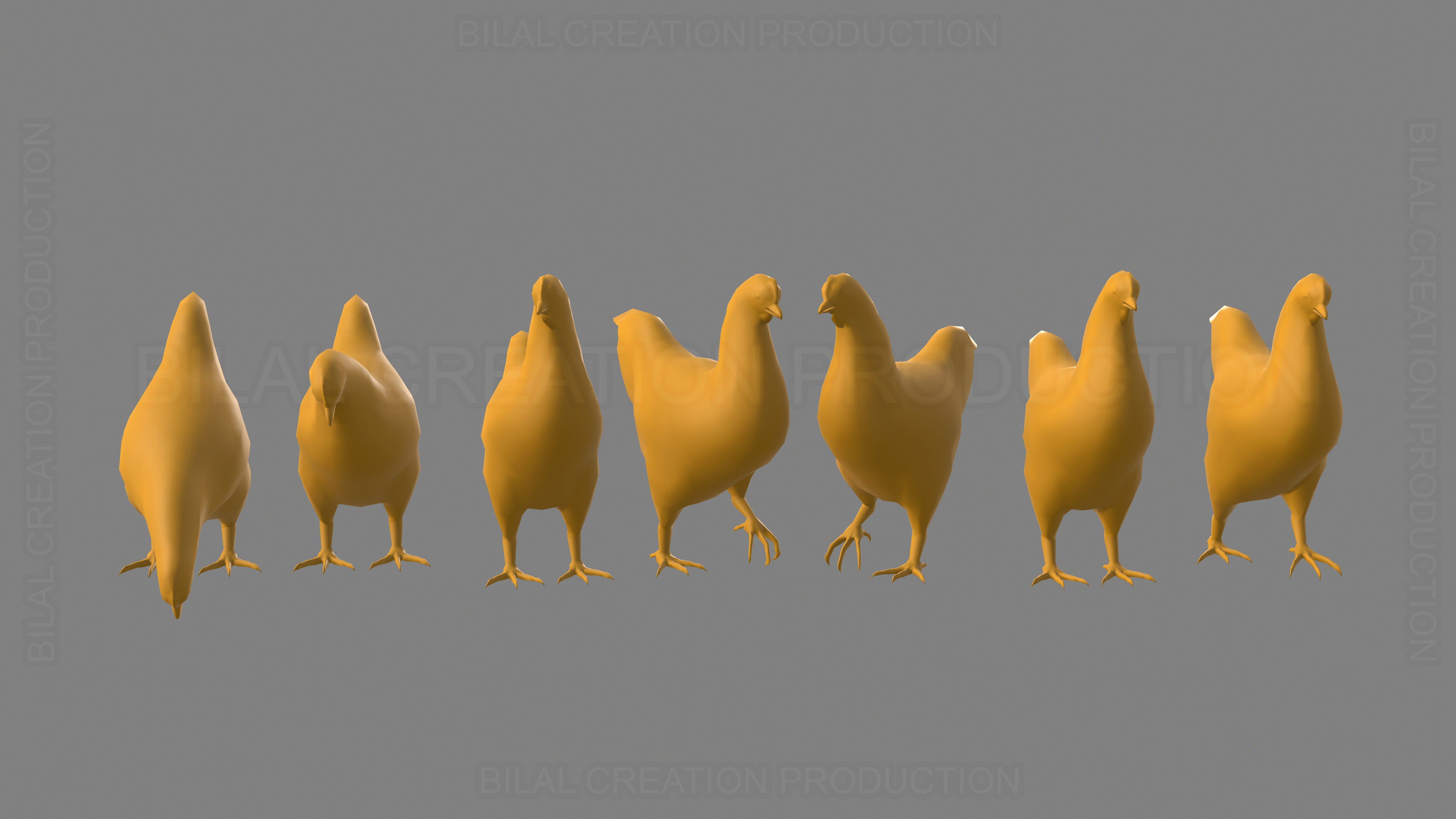 Hen chicken Animated Low-poly 3D model_20