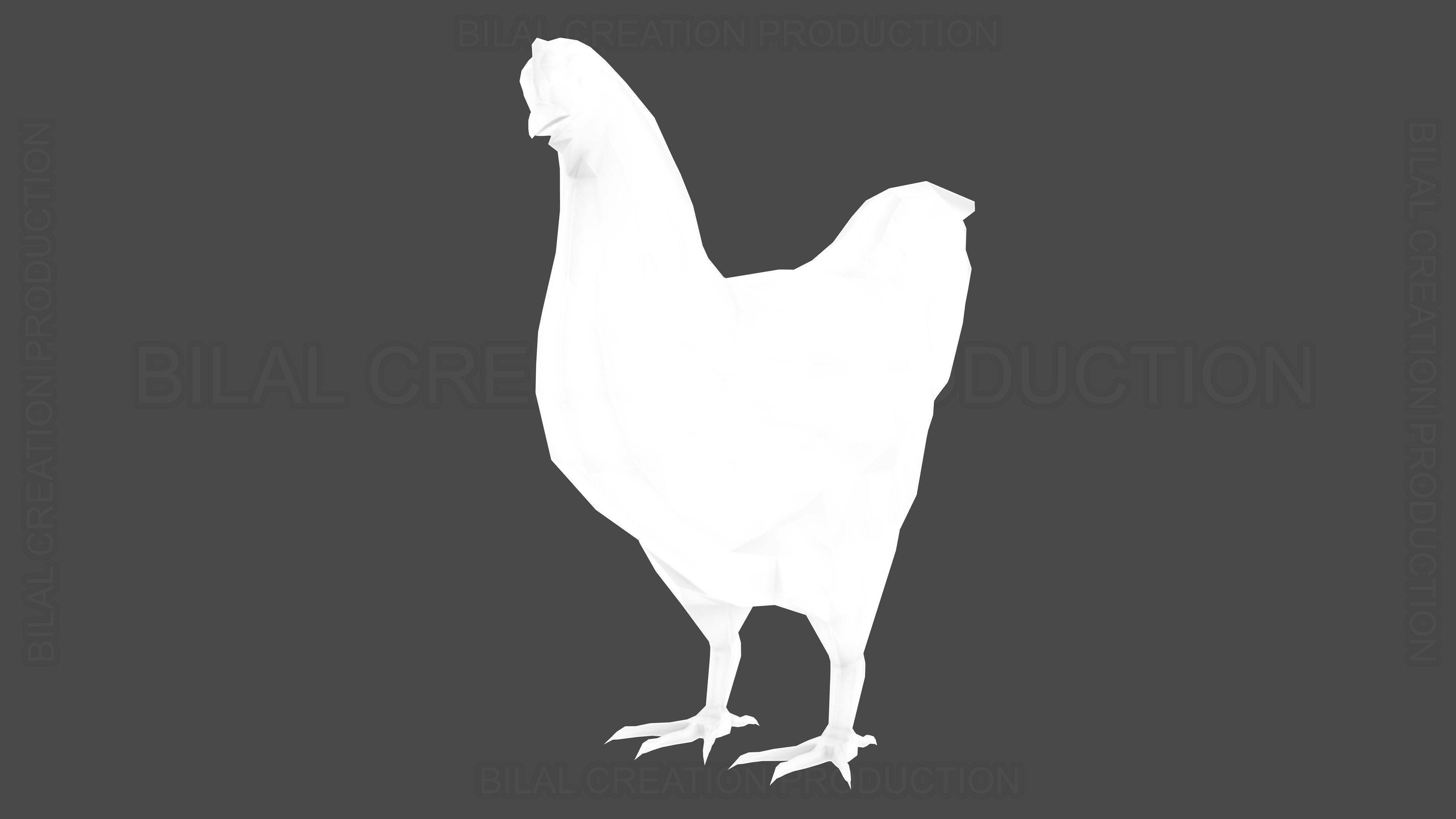 Hen chicken Animated Low-poly 3D model_19