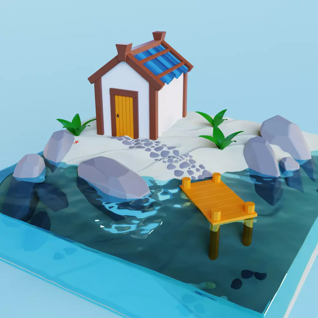 Beach house 3D model_0