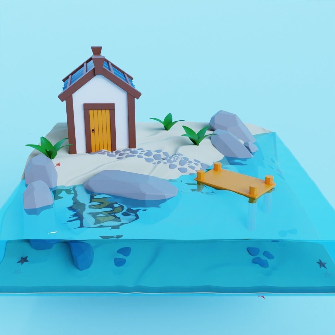 Beach house 3D model_2