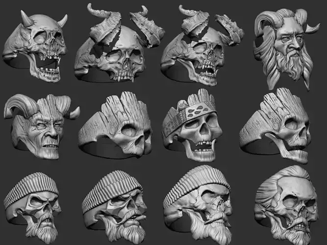 13 Skull rings collection 