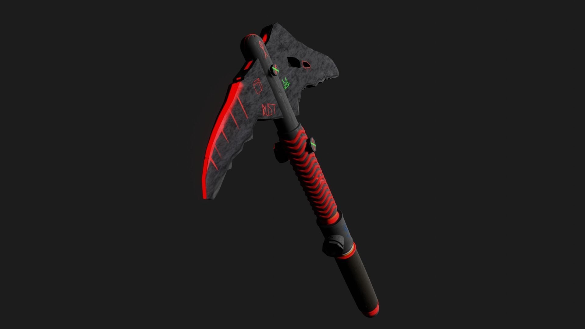 low poly ice axe from the game rast Low-poly 3D model_10