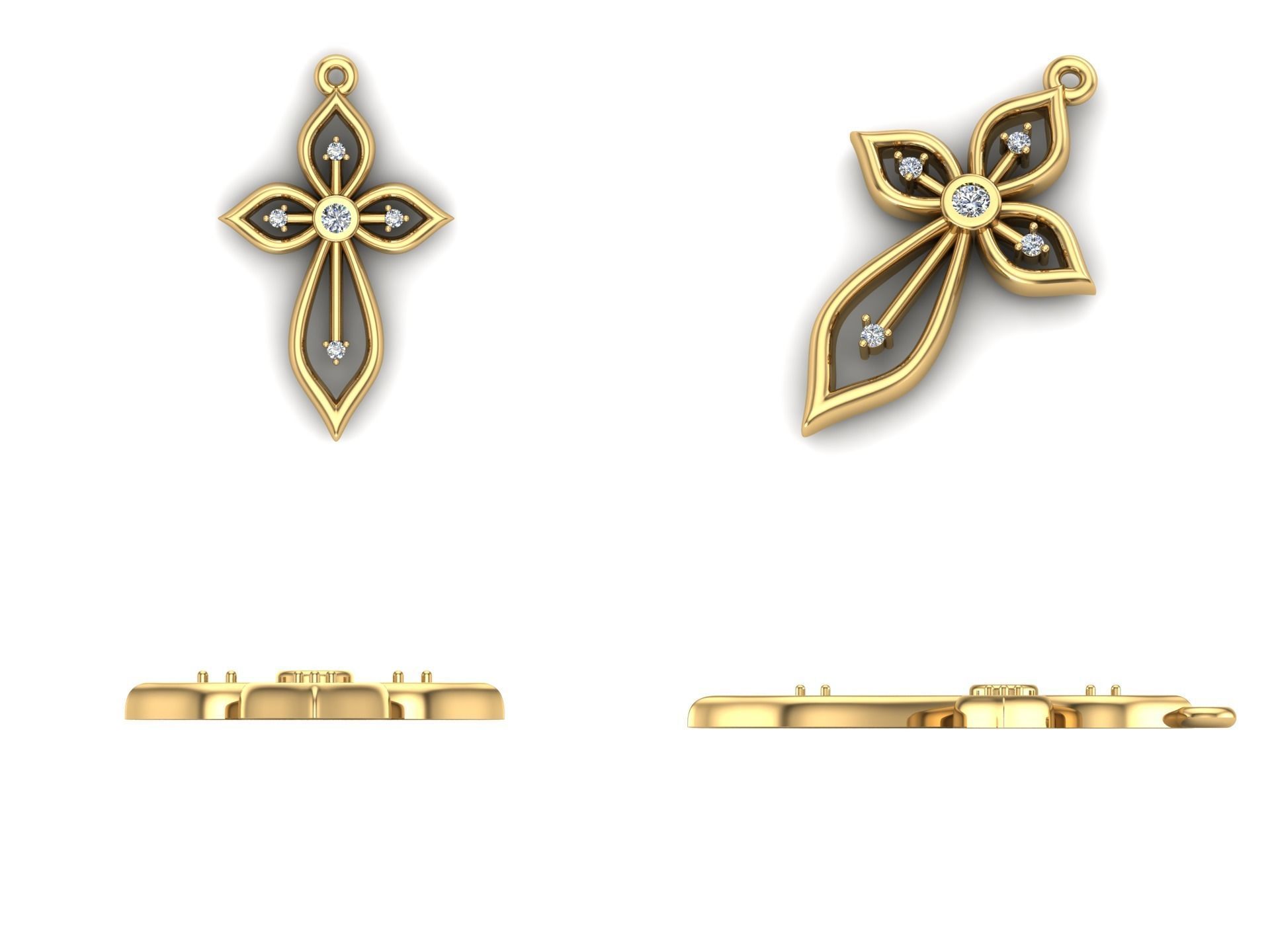 Pendant ki1 cross 3D print model_3