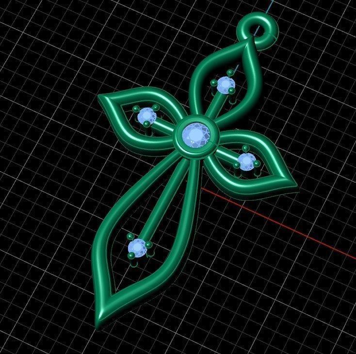 Pendant ki1 cross 3D print model_9