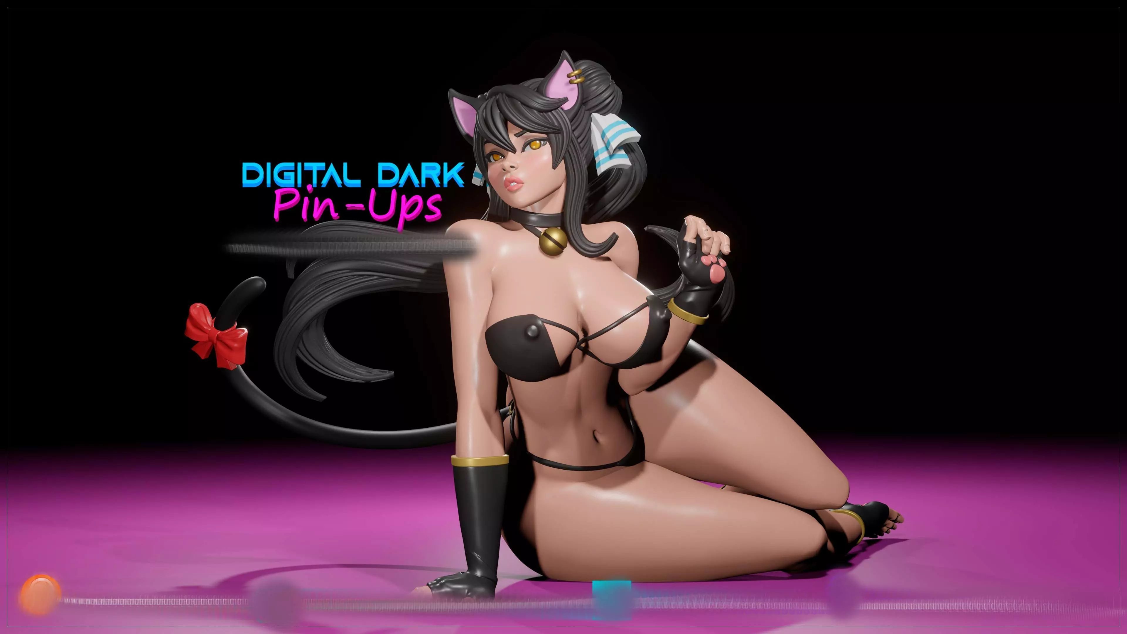 Furry Kitty Nekomimi with NSFW version and Miniatures 77mm 3D print model