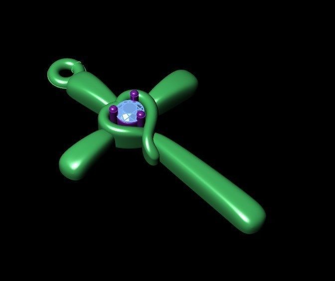 Pendant ki2 cross 3D print model_10