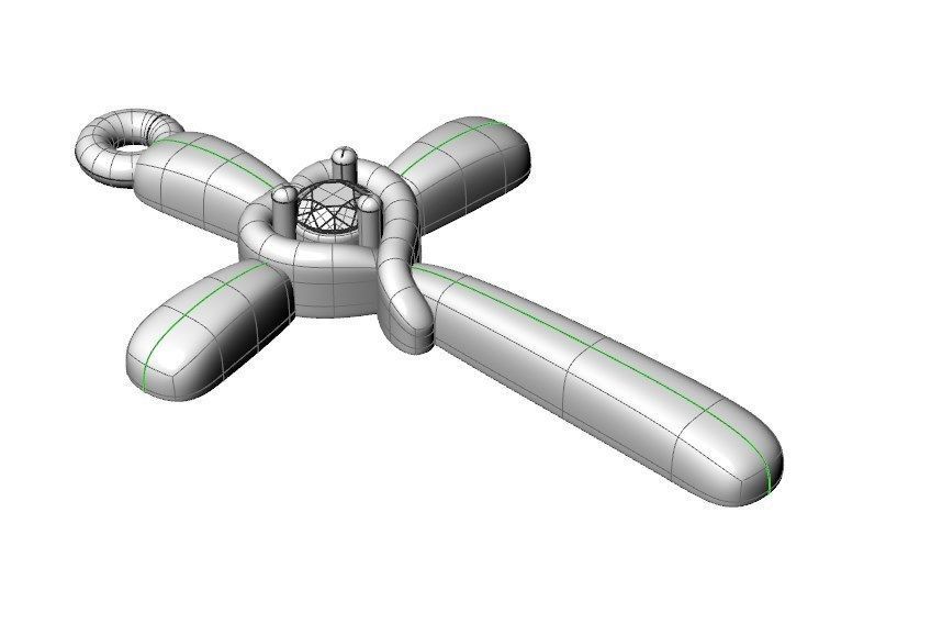 Pendant ki2 cross 3D print model_19