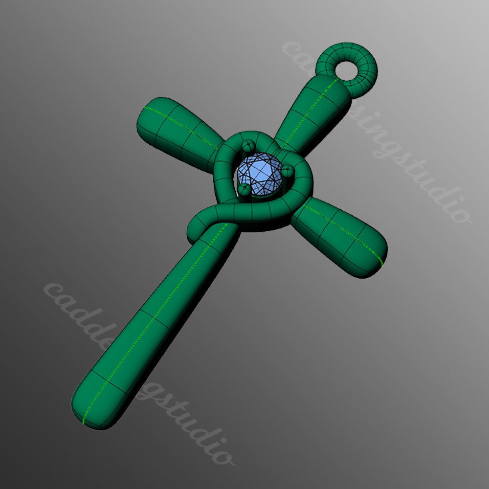 Pendant ki2 cross 3D print model_2
