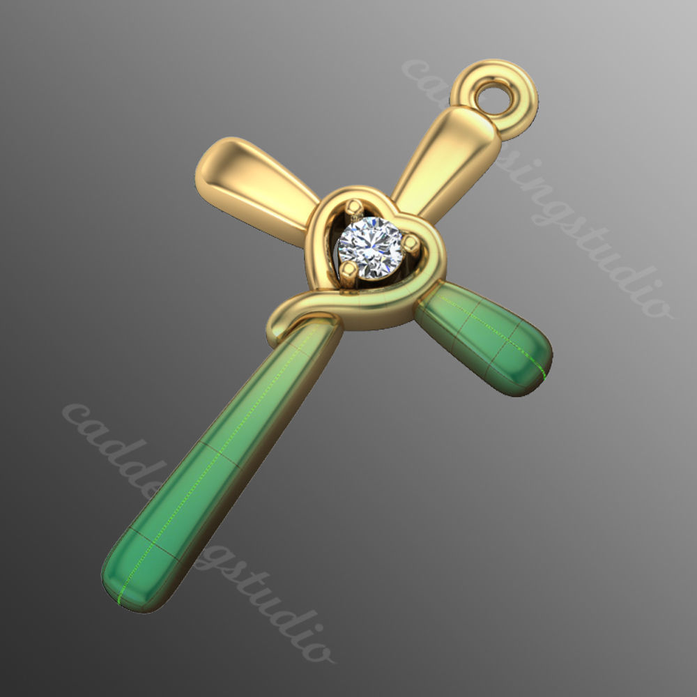 Pendant ki2 cross 3D print model_1