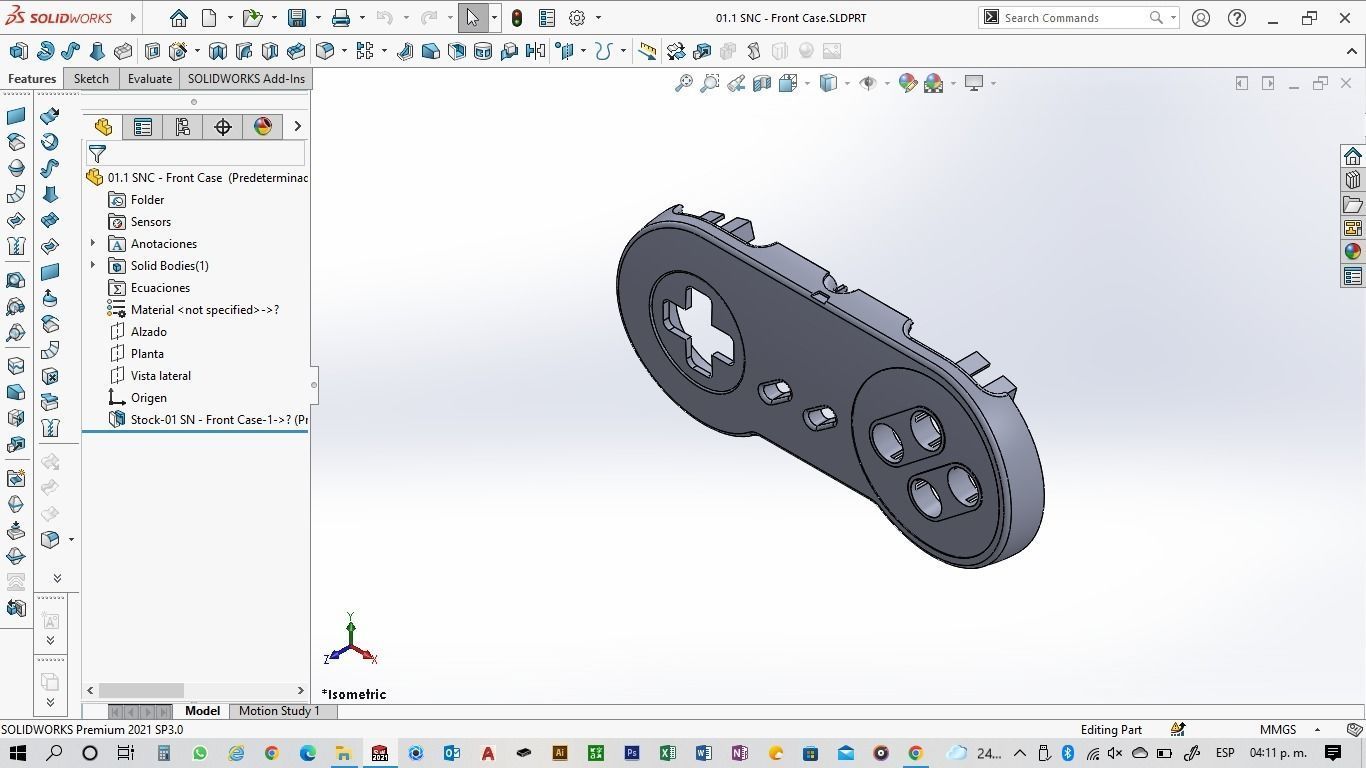 Super NES Controller - 01 Front cover 3D print model_6