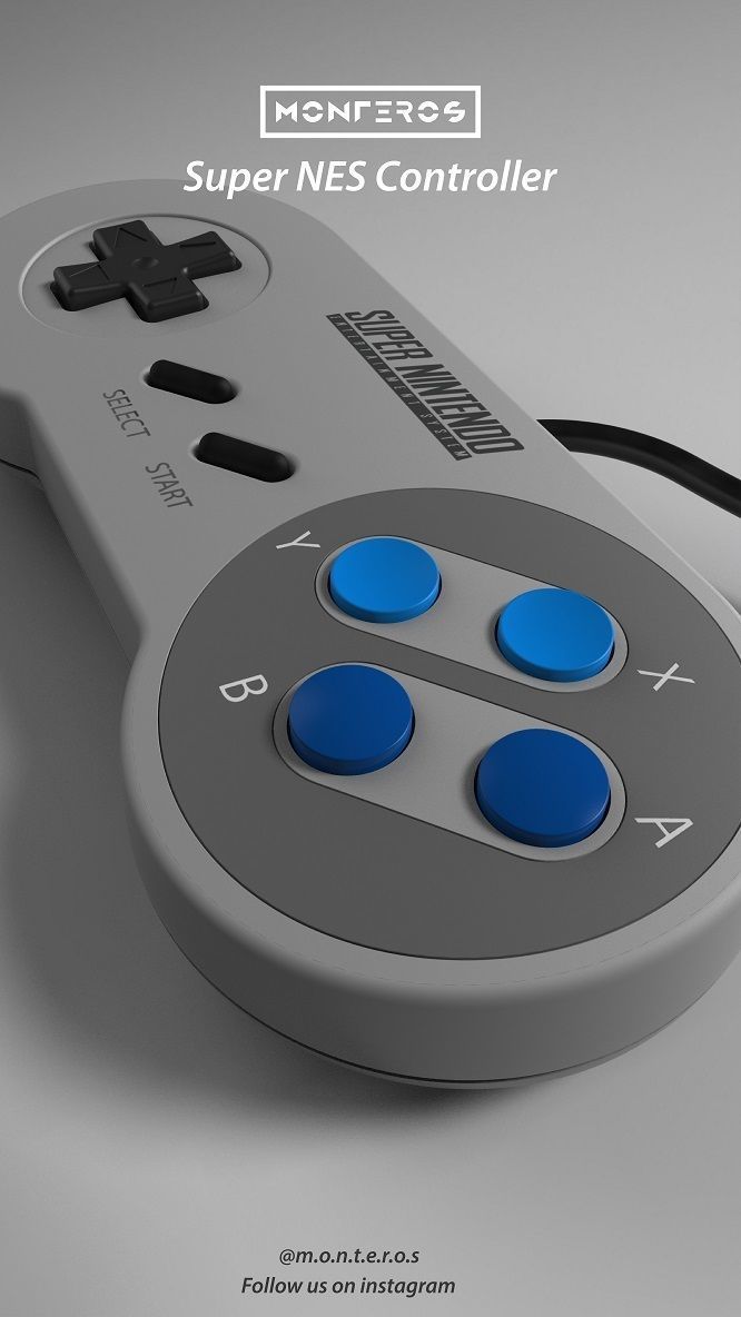 Super NES Controller - 01 Front cover 3D print model_5