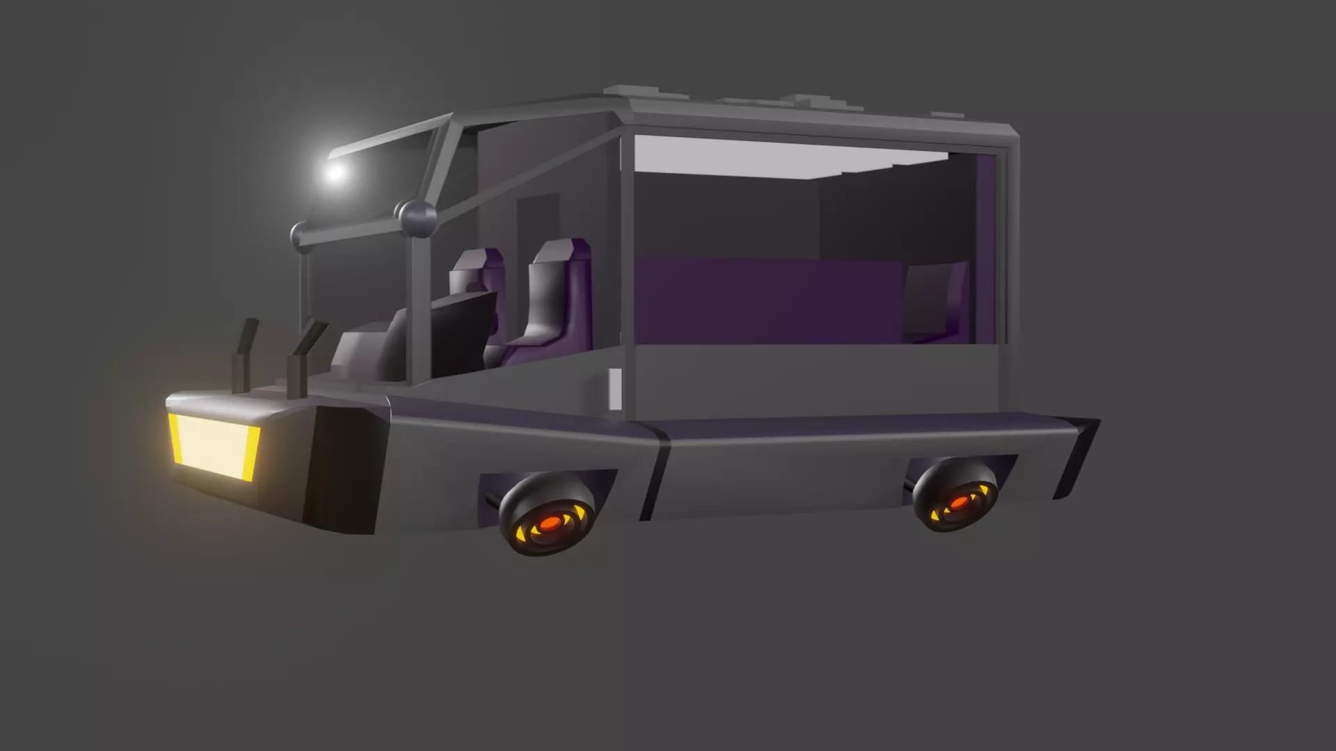 Futuristic space car Low-poly 3D model