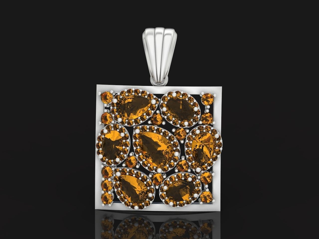 square geometric pendant with pear-stones drop-stones 3D print model_9