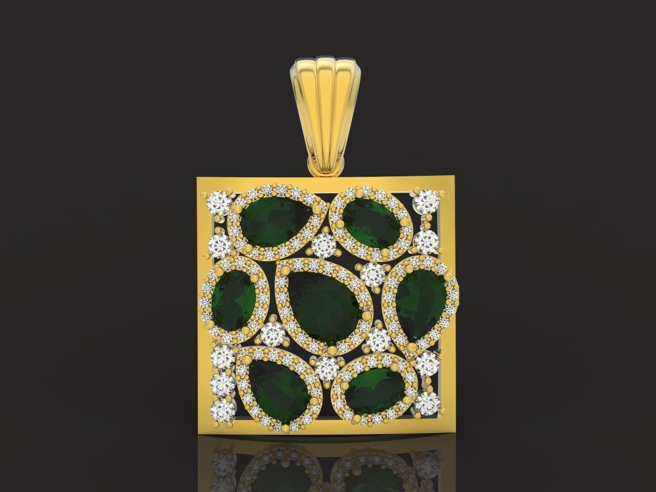 square geometric pendant with pear-stones drop-stones 3D print model_23