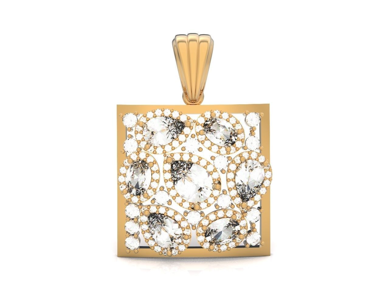 square geometric pendant with pear-stones drop-stones 3D print model_18