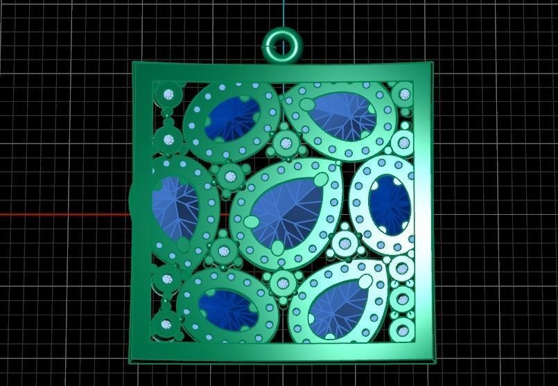 square geometric pendant with pear-stones drop-stones 3D print model_30
