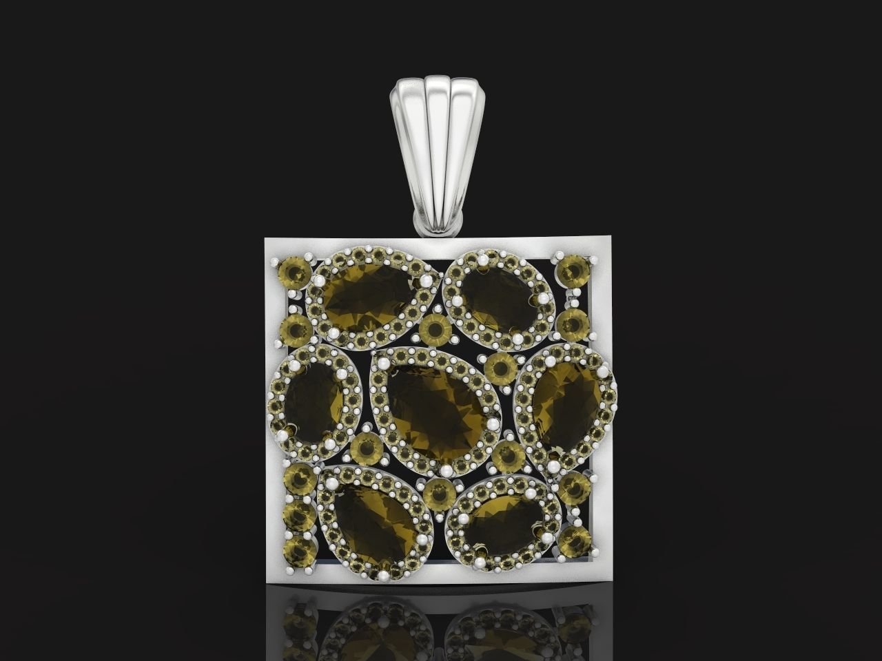 square geometric pendant with pear-stones drop-stones 3D print model_11