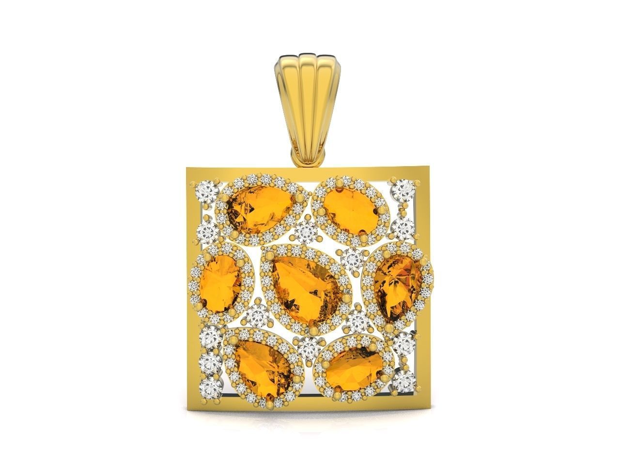square geometric pendant with pear-stones drop-stones 3D print model_20