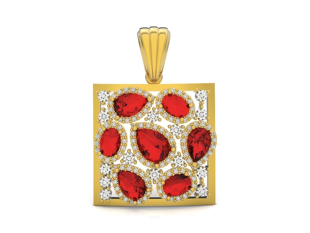 square geometric pendant with pear-stones drop-stones 3D print model_21