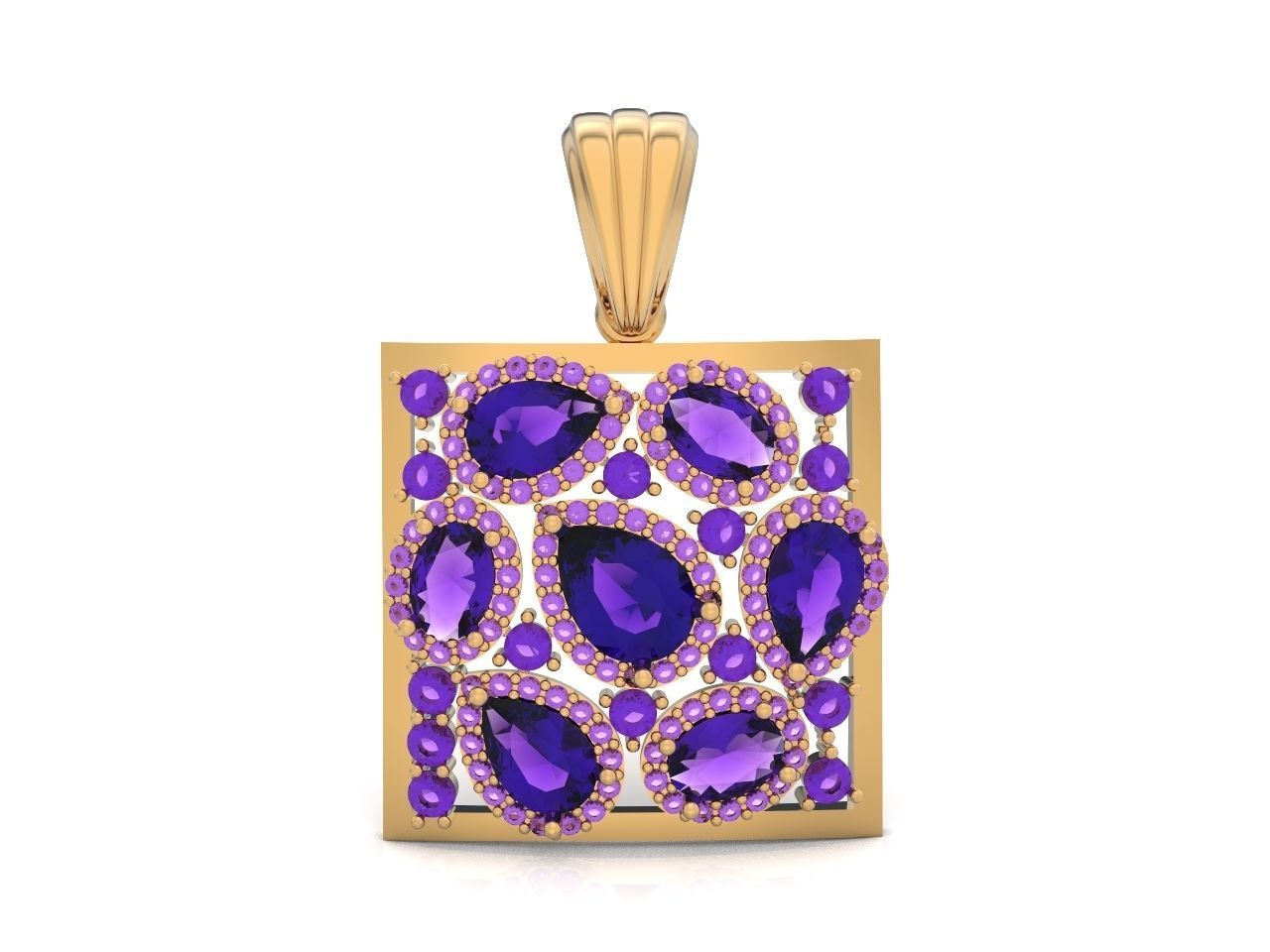 square geometric pendant with pear-stones drop-stones 3D print model_19